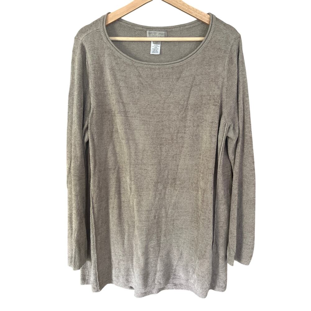Barefoot Dreams Cozy Chic Lite‎ Pullover Sweater in Taupe/Oatmeal Size Large